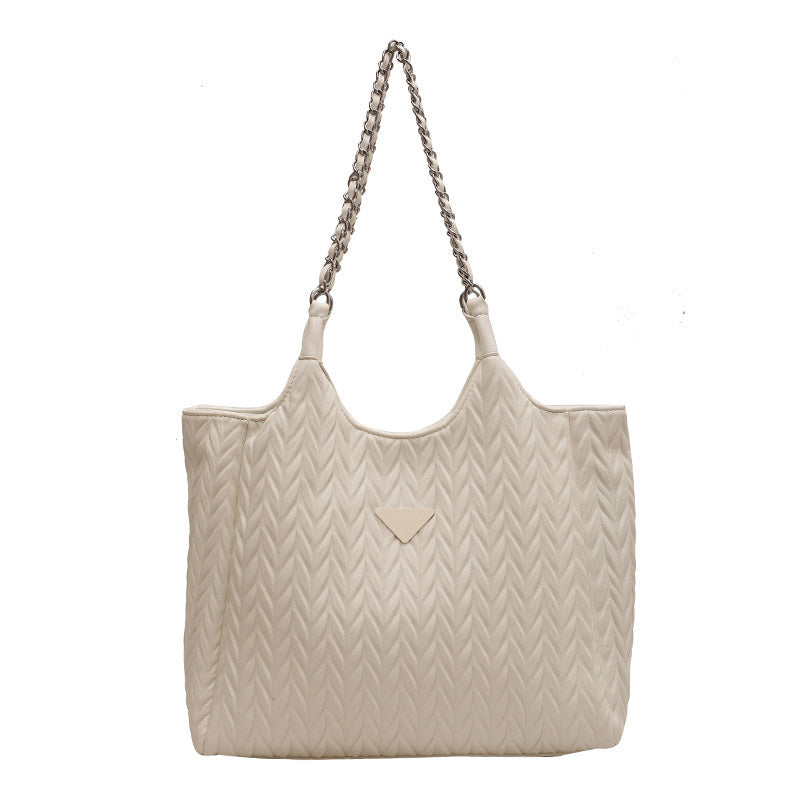 Sac à bandoulière grande capacité avec chaîne plissée pour femme
