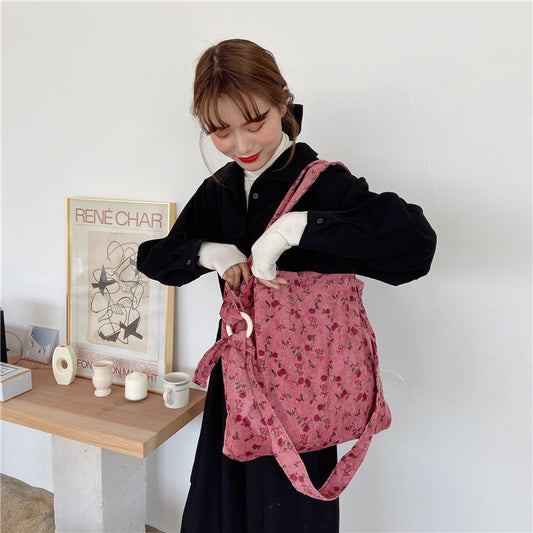 Sac messager rose rétro artistique simple de grande capacité