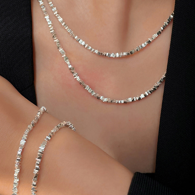 Collier Argent Géométrique Mode Rétro Femme