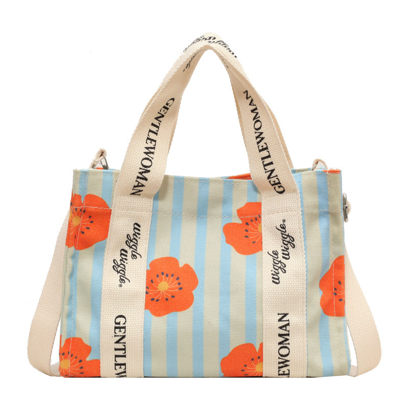 Letter Printed Canvas Bag Large Capacity Crossbody Ladies