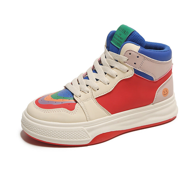 Chaussures blanches montantes pour femmes, chaussures de Skate de sport décontractées à fond épais