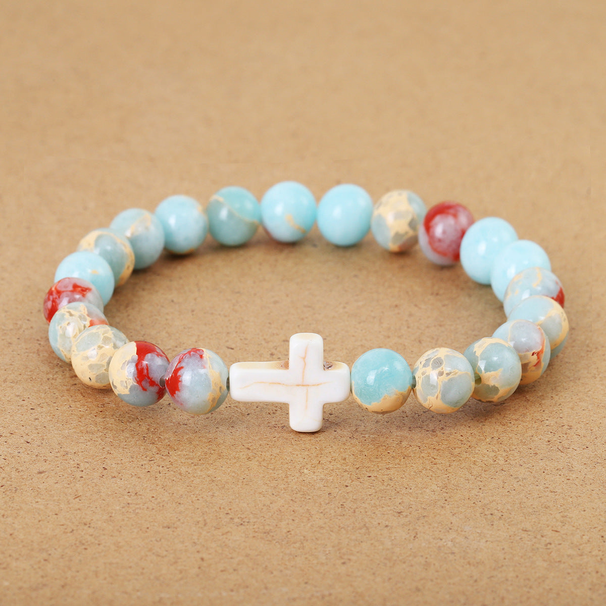 Bracelet perlé en croix de couleurs mélangées en pin impérial