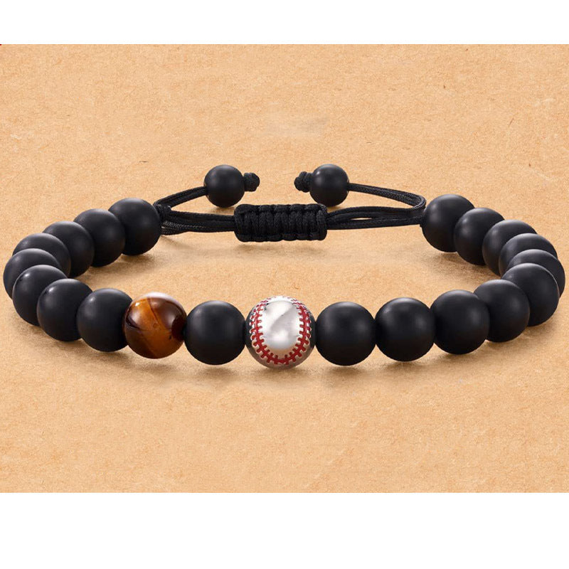 Bracelet tissé de perles de football pour hommes