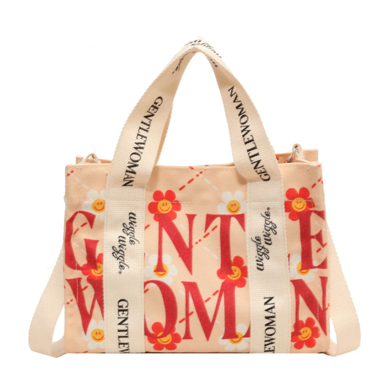 Letter Printed Canvas Bag Large Capacity Crossbody Ladies