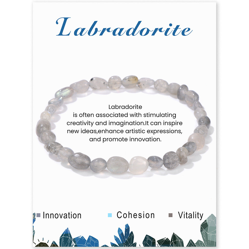 Bracelet élastique irrégulier en pierre brute en or bleu naturel pour femmes