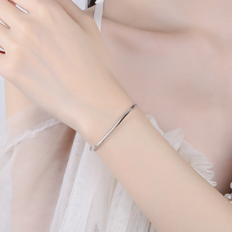 Pulsera de cadena de huesos de serpiente cuadrada de plata de ley 925 para mujer