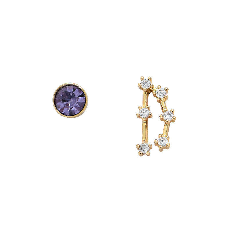 Clous d'oreilles personnalisés, 12 constellations, pierre de naissance, AB, tempérament asymétrique, aiguille auriculaire pour femme