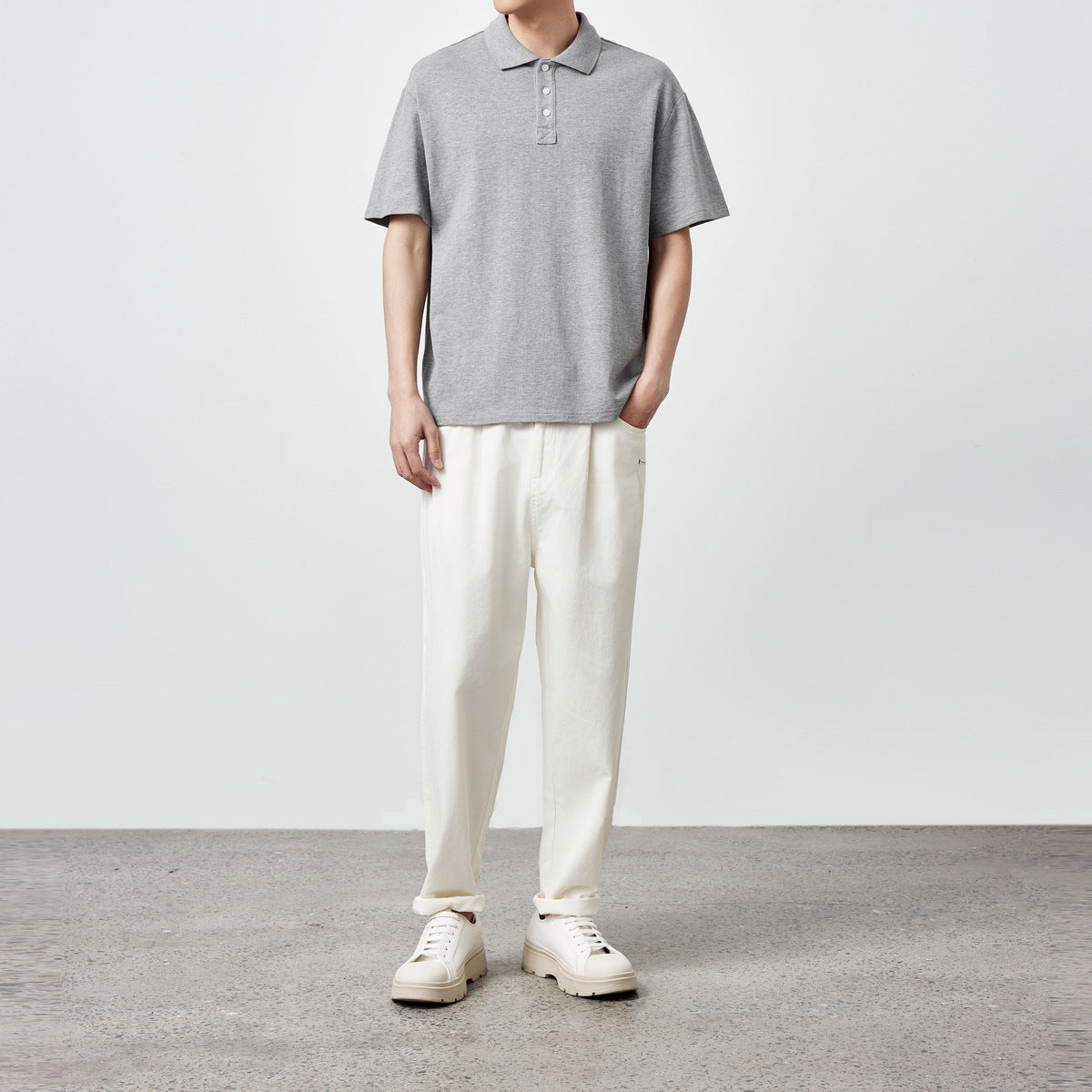 240g Pearl Cotton Short-sleeved Polo Shirt Simple Solid Color