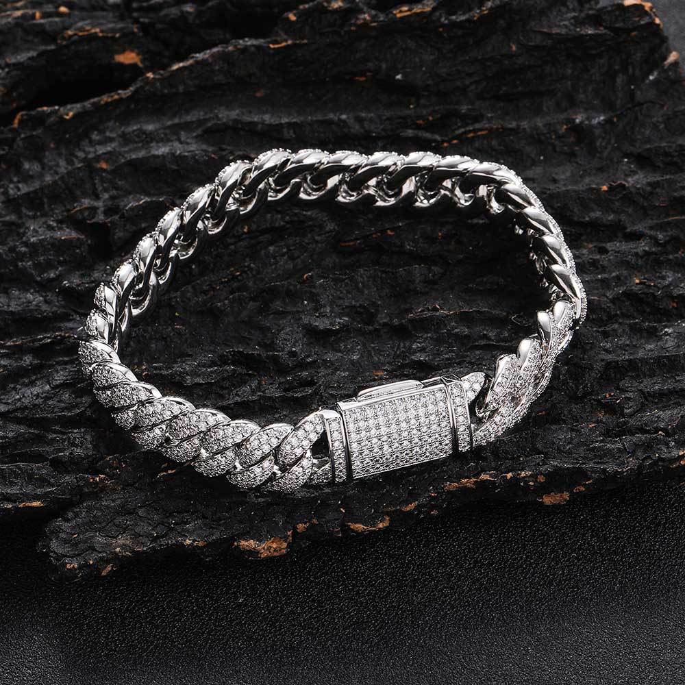 Bracelet en zircon en or 18 carats Hip Hop de marque de mode