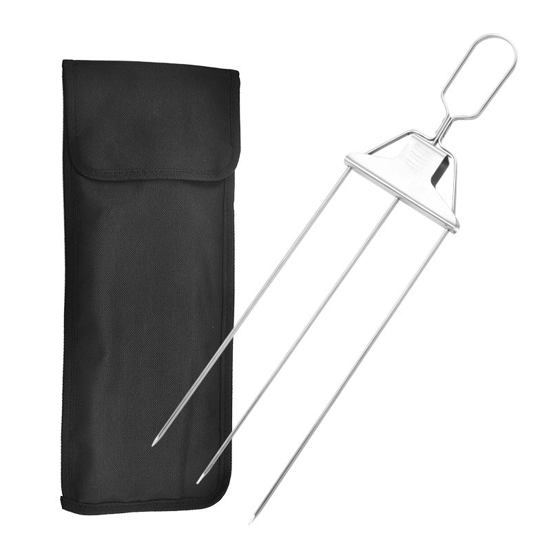 Agujas para brocheta de 3 puntas, tenedores de 3 vías para Kebab, tenedor para parrilla de barbacoa de acero inoxidable, barbacoa doméstica antiadherente
