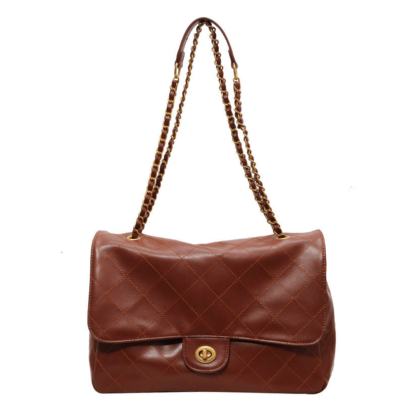 Sac à chaîne en losange rétro Simple de grande capacité, sacoche sous les bras