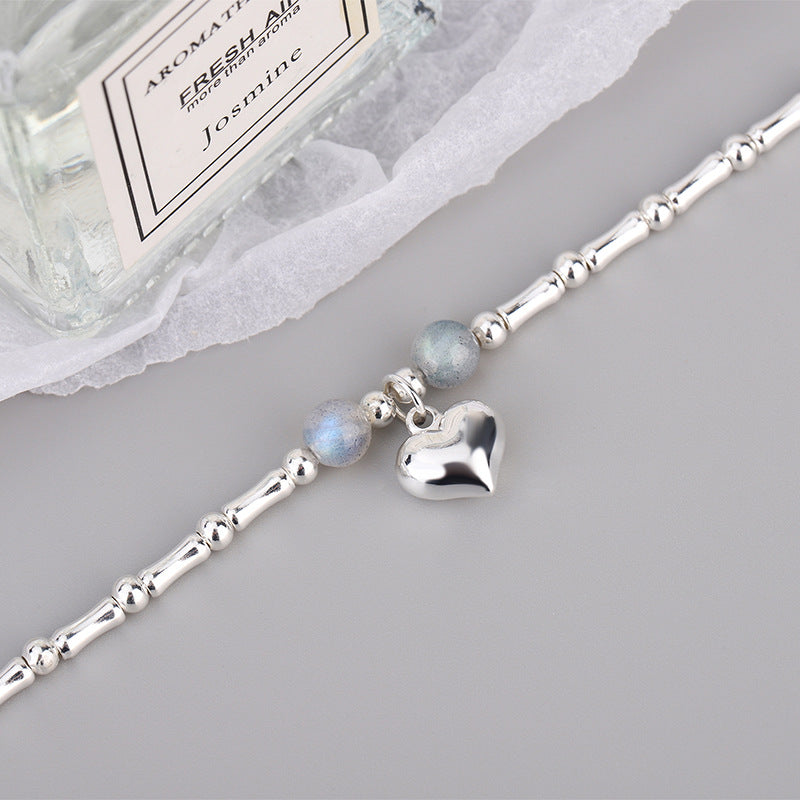 Bamboo Peach Heart Luminous Stone Bracelet