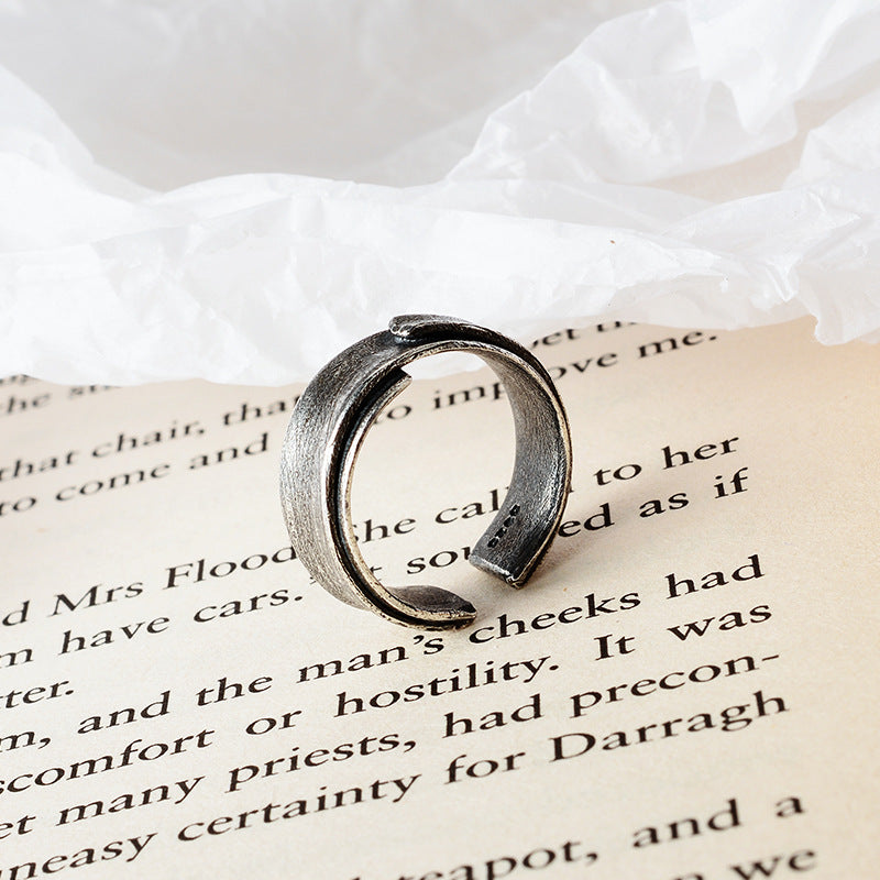 Retro Distressed Origami Ring Unisex