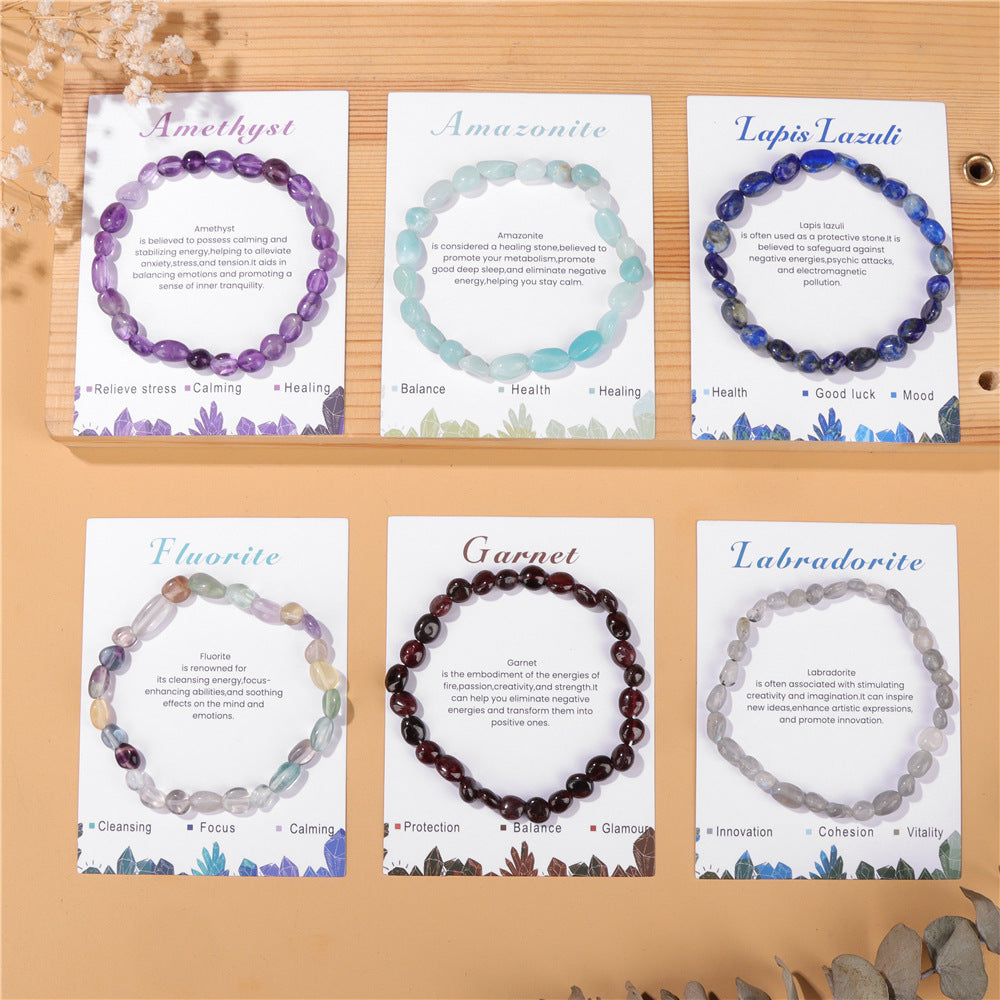 Bracelet élastique irrégulier en pierre brute en or bleu naturel pour femmes