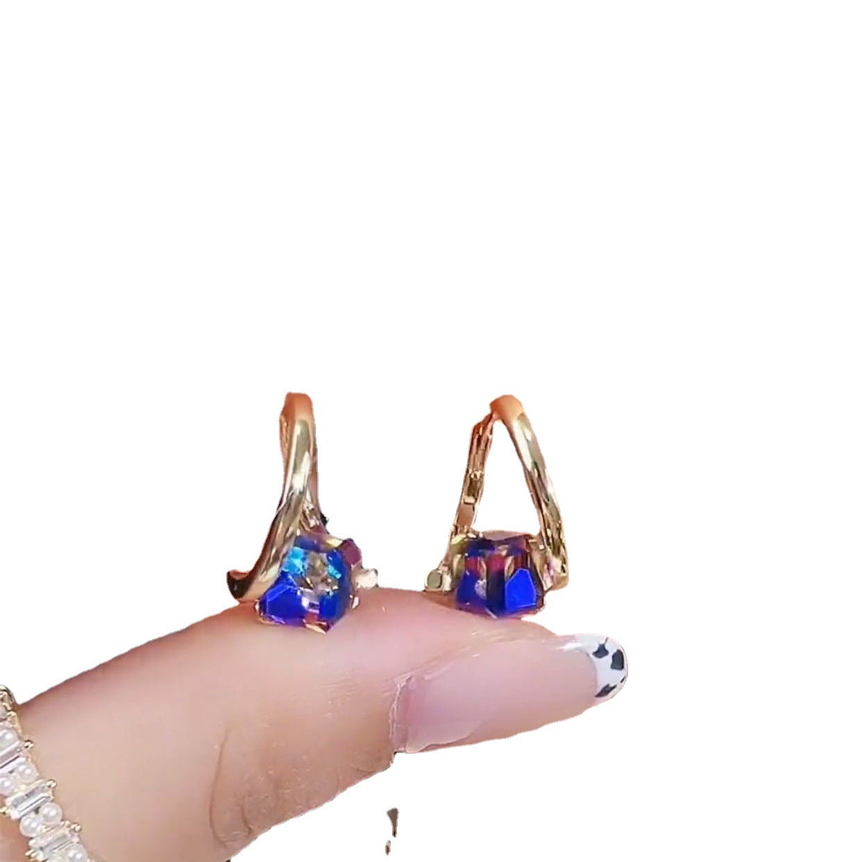 Clip d'oreille en Carat bleu cristal coloré pour femmes