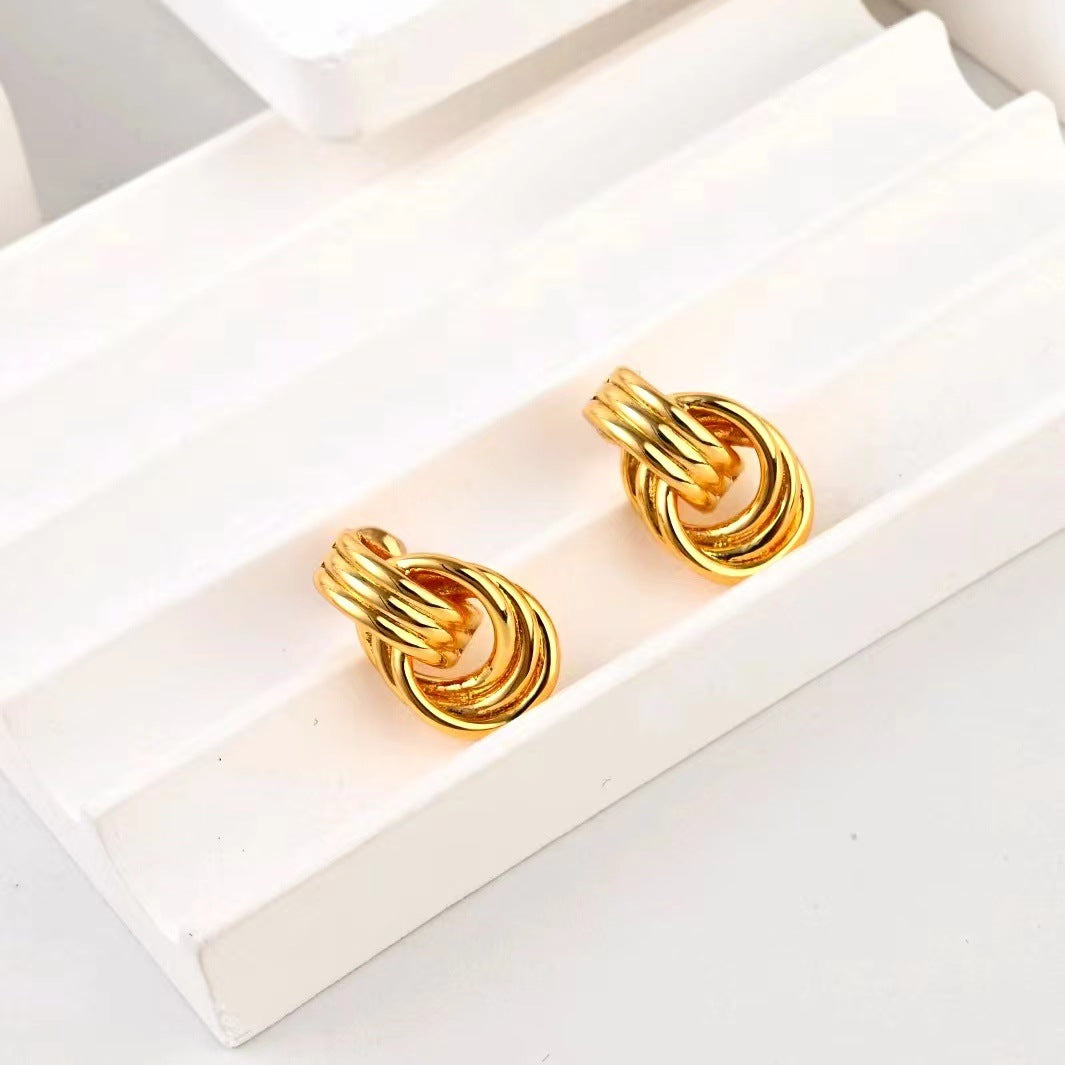 Simple Spiral Bends And Hitches Stud Earrings All-match Earrings