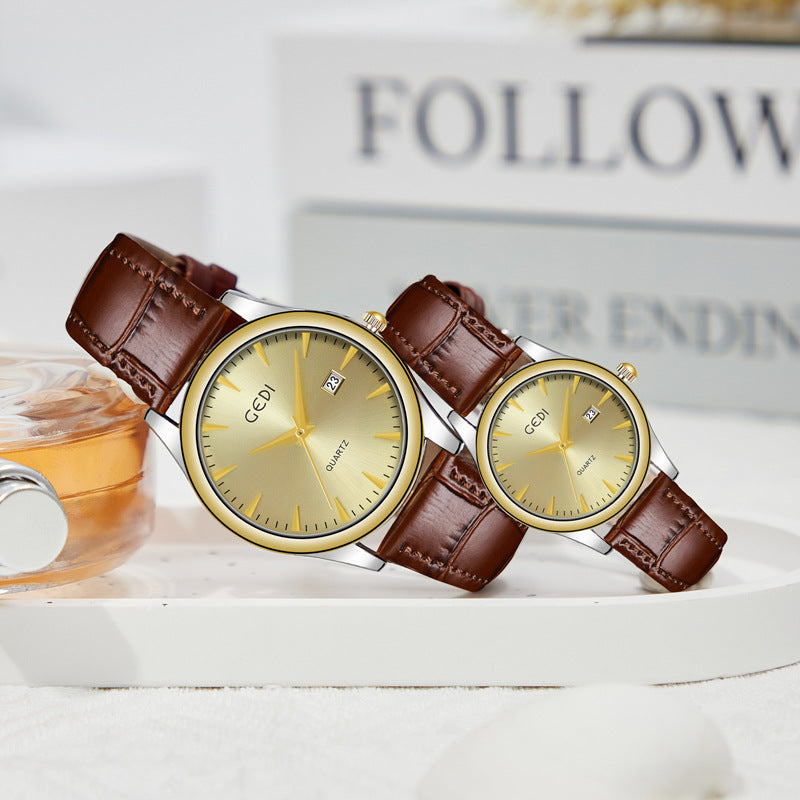Reloj de cuarzo con calendario simple para parejas