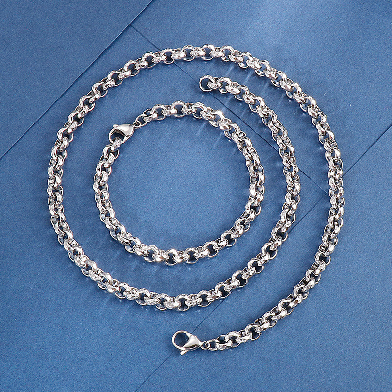 Bracelet pour homme en acier titane avec chaîne à surface multi-coupe