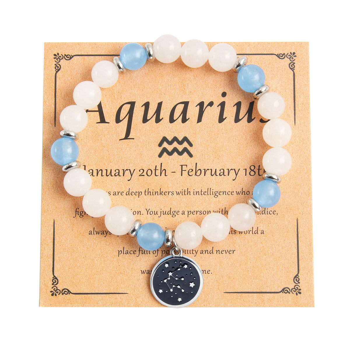 Bracelet rond en perles de pierre naturelle, pendentif rond en acier inoxydable, douze constellations