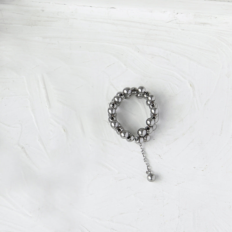 Bracelet multicouche rétro français à trois rangées de perles rondes pour femmes