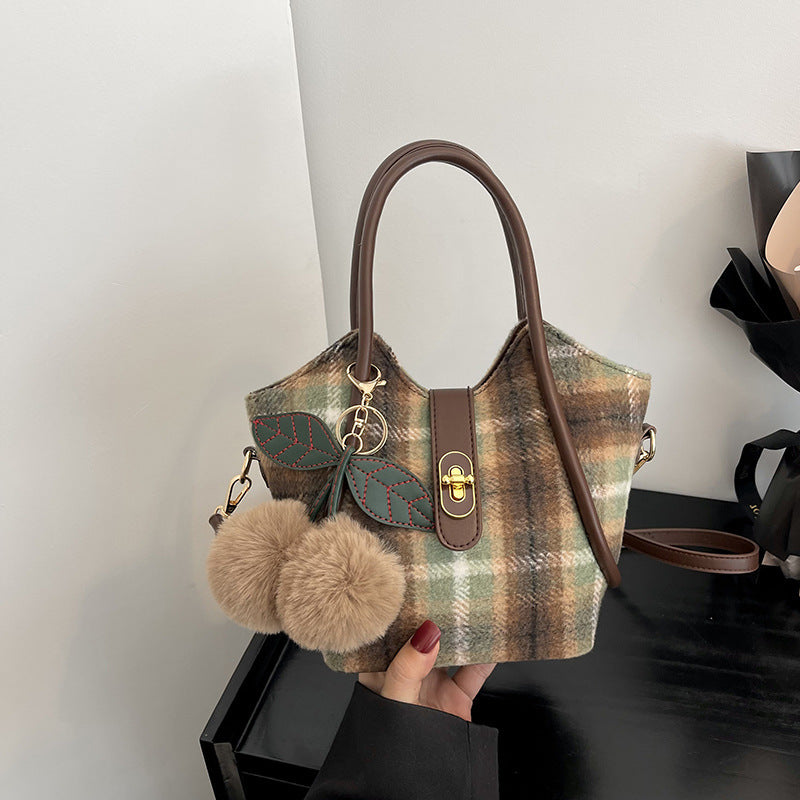 Niche Plaid Mujer Hombro Messenger Bag Retro