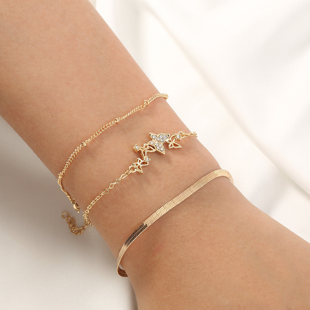 Special-interest Design Pentagram Tassel Bracelet 3-piece Set