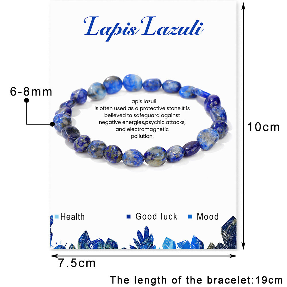 Bracelet élastique irrégulier en pierre brute en or bleu naturel pour femmes