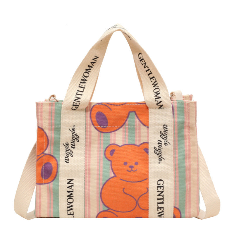 Letter Printed Canvas Bag Large Capacity Crossbody Ladies