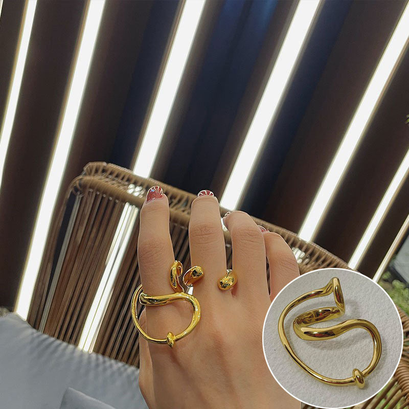 Bague à géométrie exagérée rétro de style coréen pour femmes