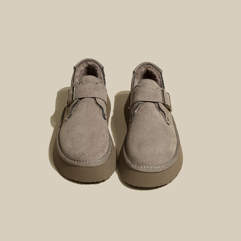 Chaussures rembourrées en coton à semelles épaisses pour femmes avec velours rétro