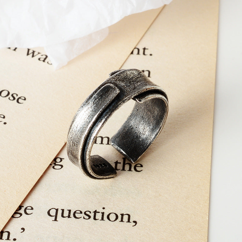 Retro Distressed Origami Ring Unisex