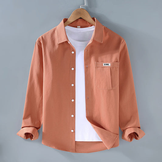 Pocket Pure Cotton Shirt Men's Long Sleeve Retro