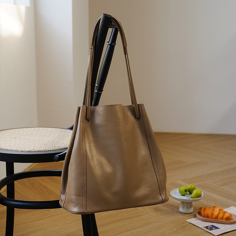 Sac rétro en cuir de vachette souple pour femme, grande capacité