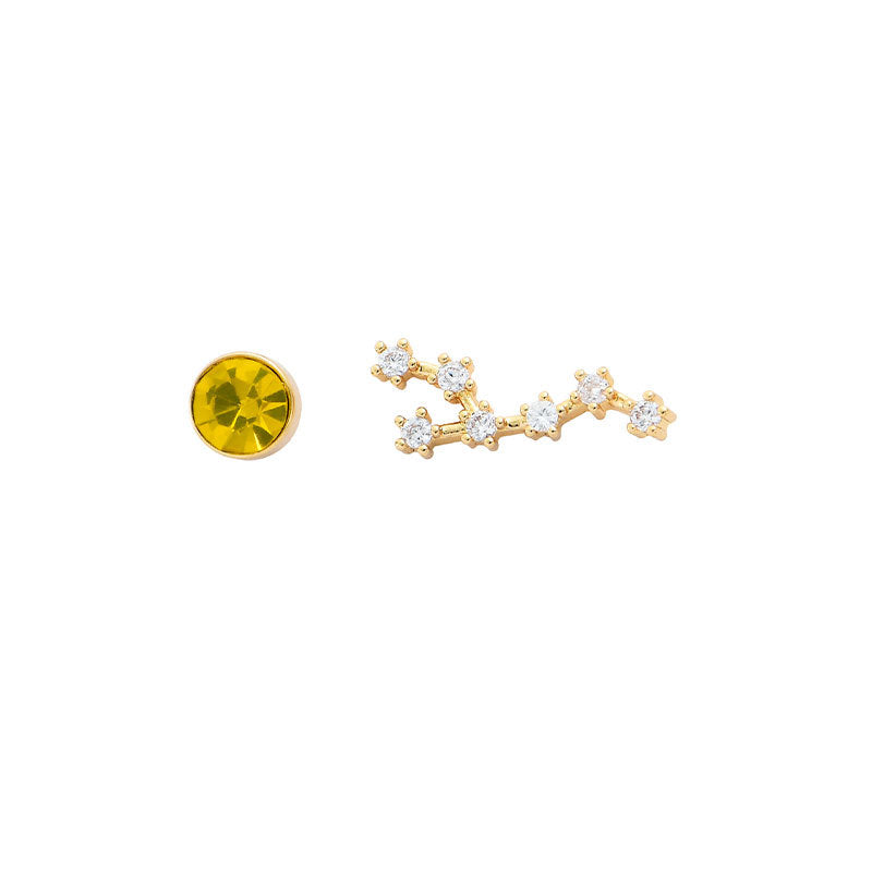 Clous d'oreilles personnalisés, 12 constellations, pierre de naissance, AB, tempérament asymétrique, aiguille auriculaire pour femme