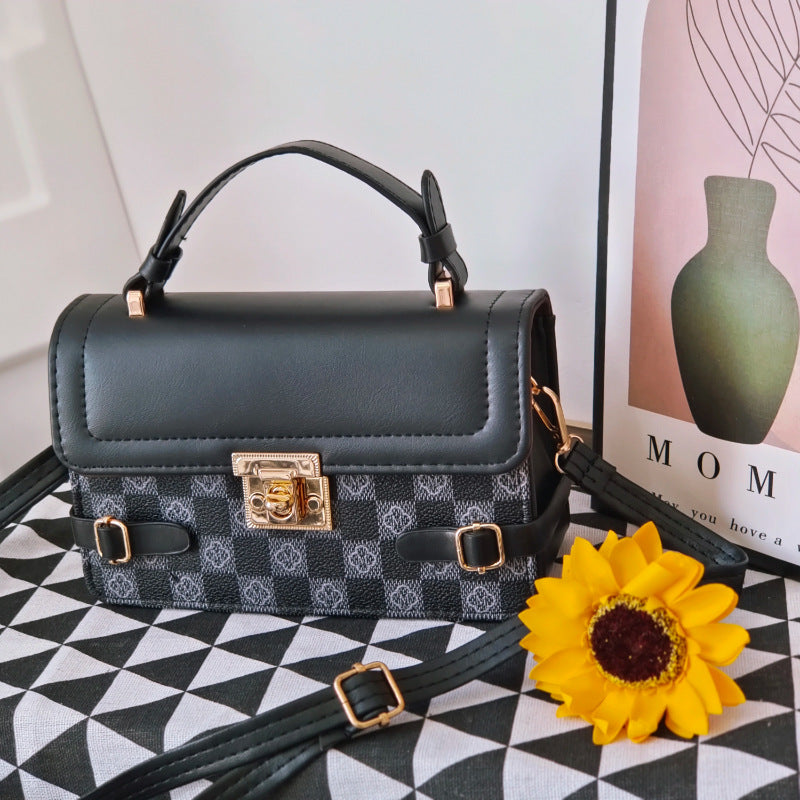 Cómodo bolso cruzado étnico con patrón cuadrado pequeño retro