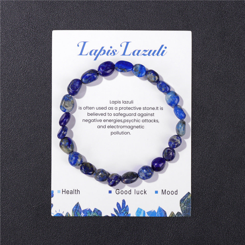 Bracelet élastique irrégulier en pierre brute en or bleu naturel pour femmes