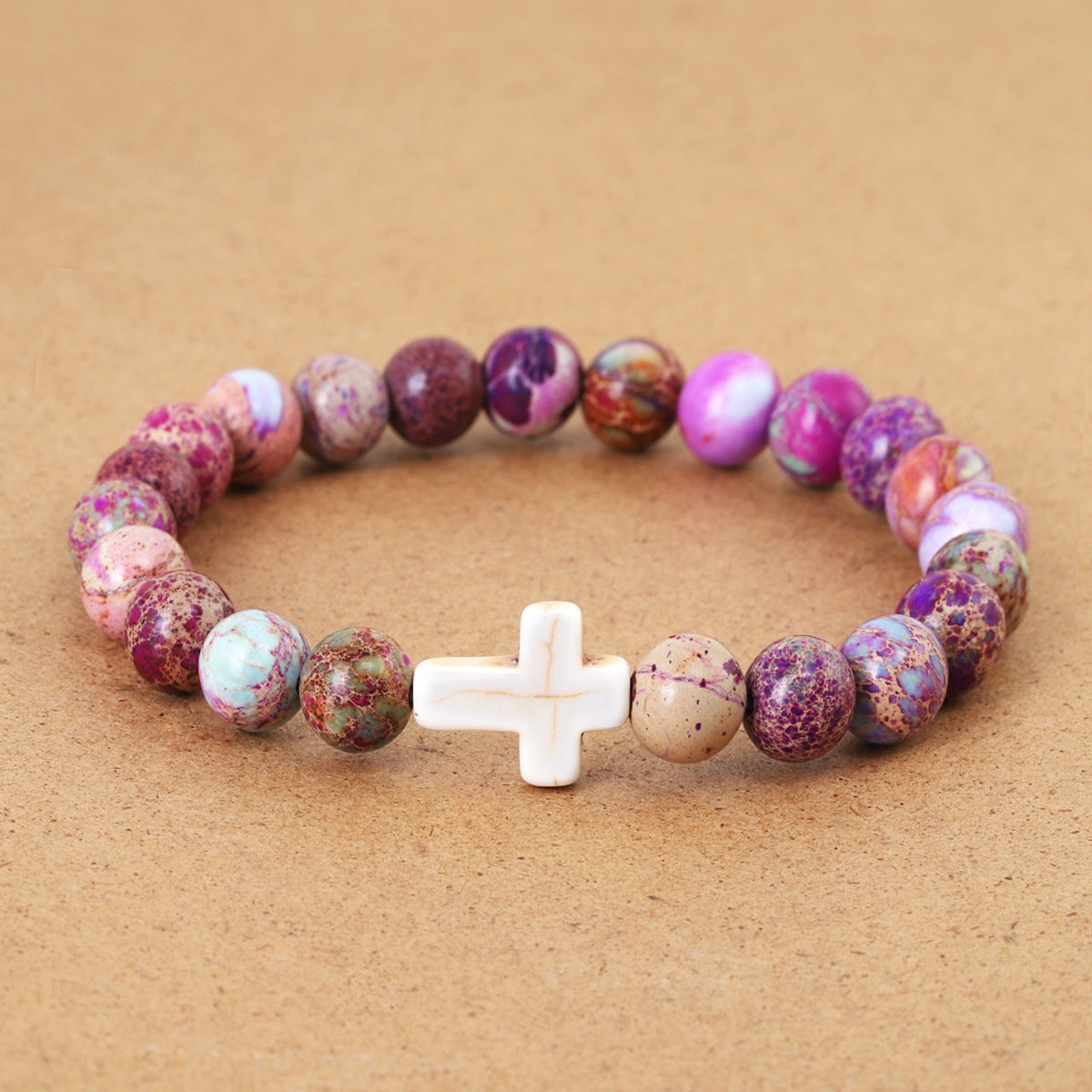 Bracelet perlé en croix de couleurs mélangées en pin impérial