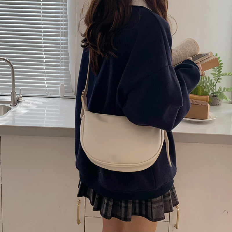Sac femme décontracté noir une épaule sac à bandoulière polyvalent Dumpling sac