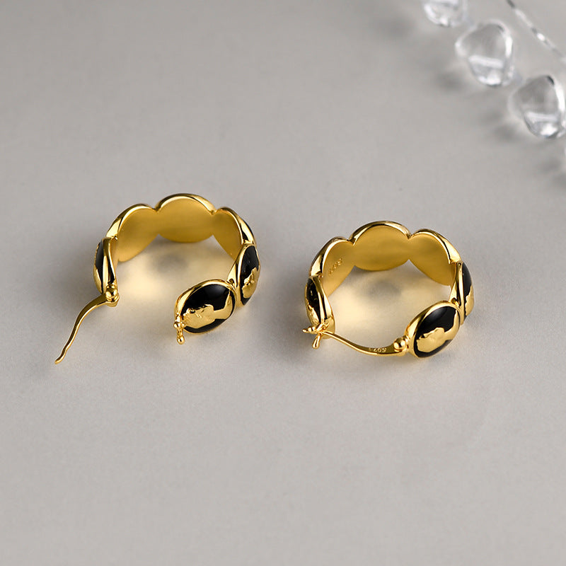 Retro Silver Socialite Light Luxury Minority Metal Queen Head Earrings