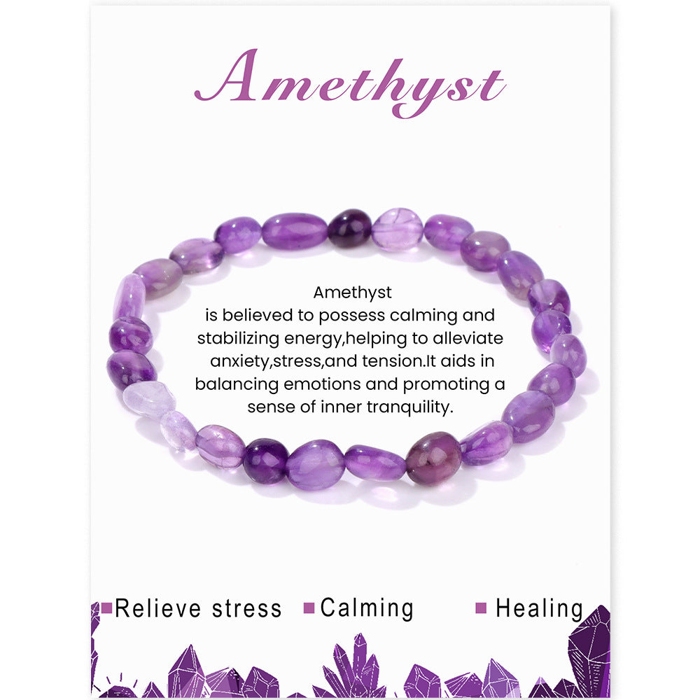 Bracelet élastique irrégulier en pierre brute en or bleu naturel pour femmes