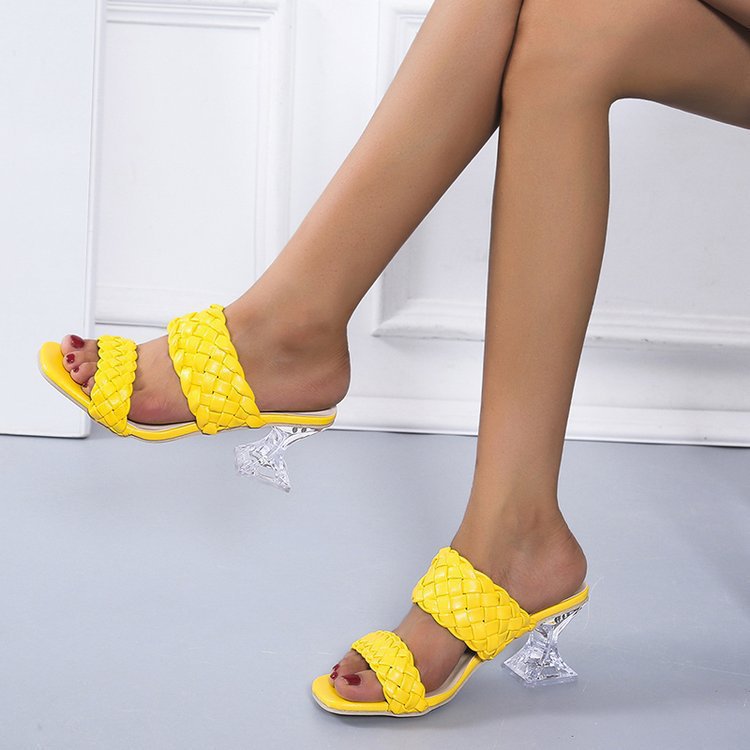 Crystal Heel High Heel Slippers Women's Cross-shaped