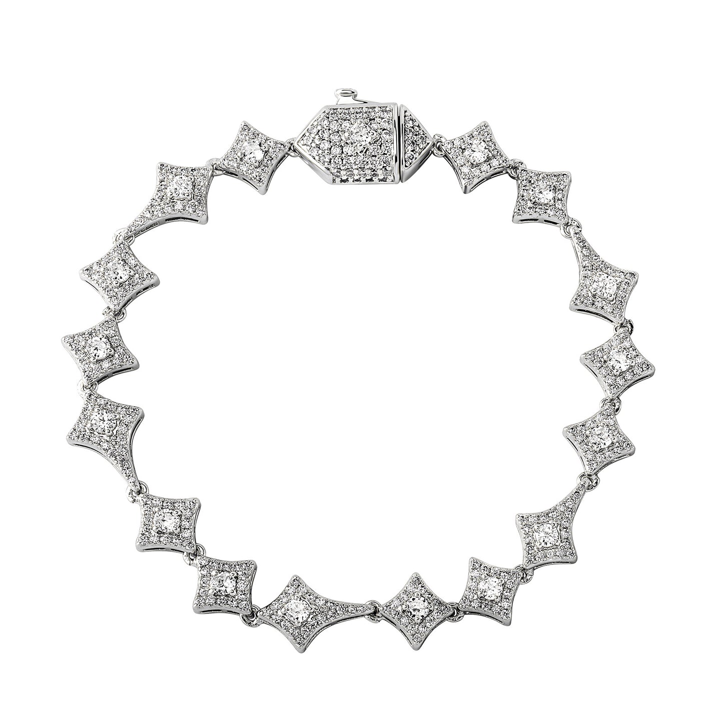 Micro Inlaid Zircon Double Hanging Four-angle Star Spring Fastener Bracelet