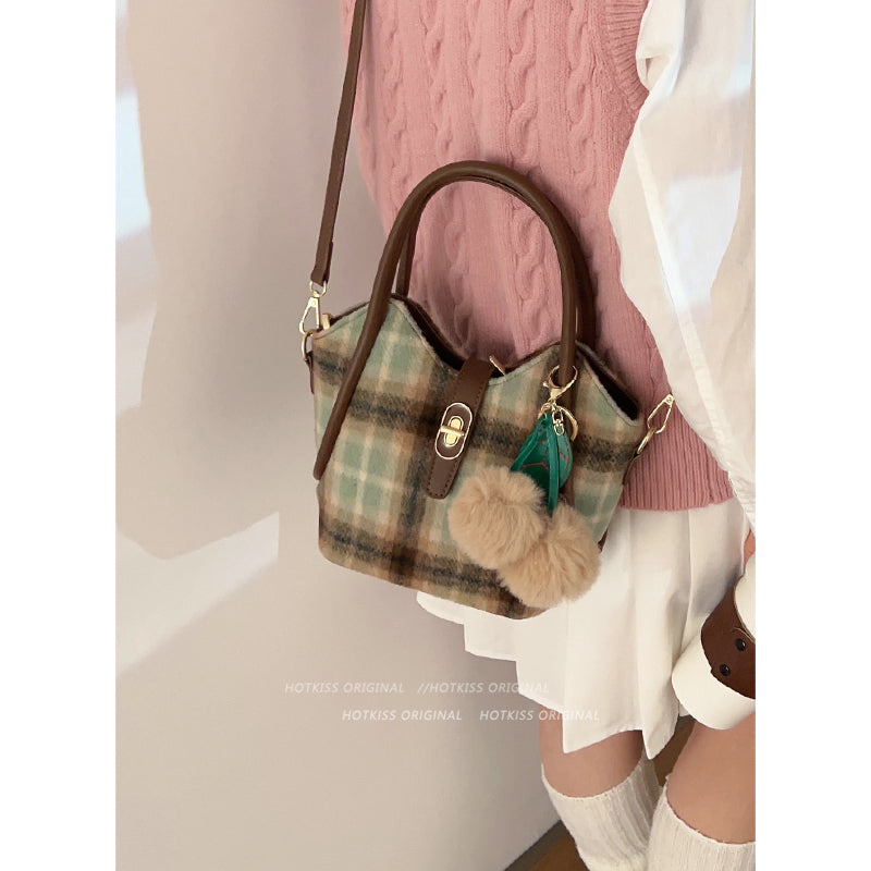 Niche Plaid Mujer Hombro Messenger Bag Retro