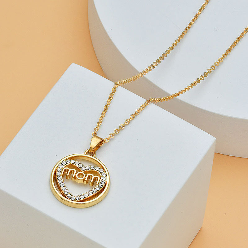 Collar con forma de corazón para mujer, joyería fina con letras de diamante para el día de la madre, accesorios para mujer, joyería de moda
