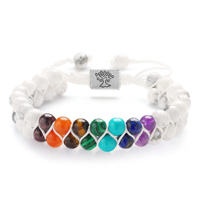 6mm Colorful Natural Stone Double-layer Bracelet