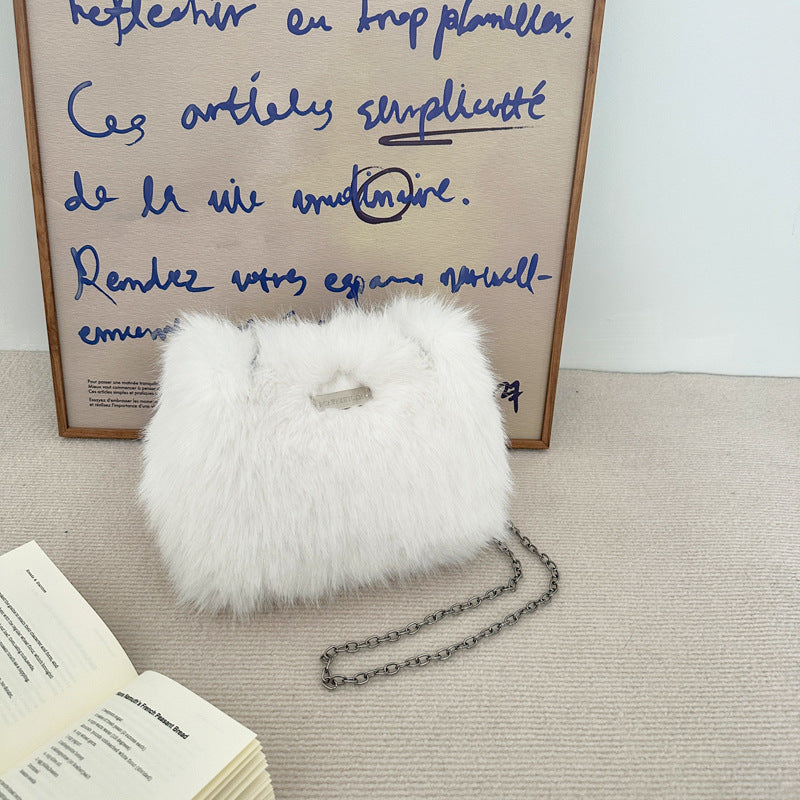 Sac Peluche Mode Femme Imitation Fourrure de Renard