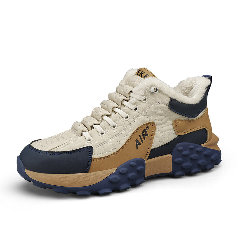 Chaussures de sécurité de travail décontractées à enfiler pour hommes, chaudes avec velours, hiver