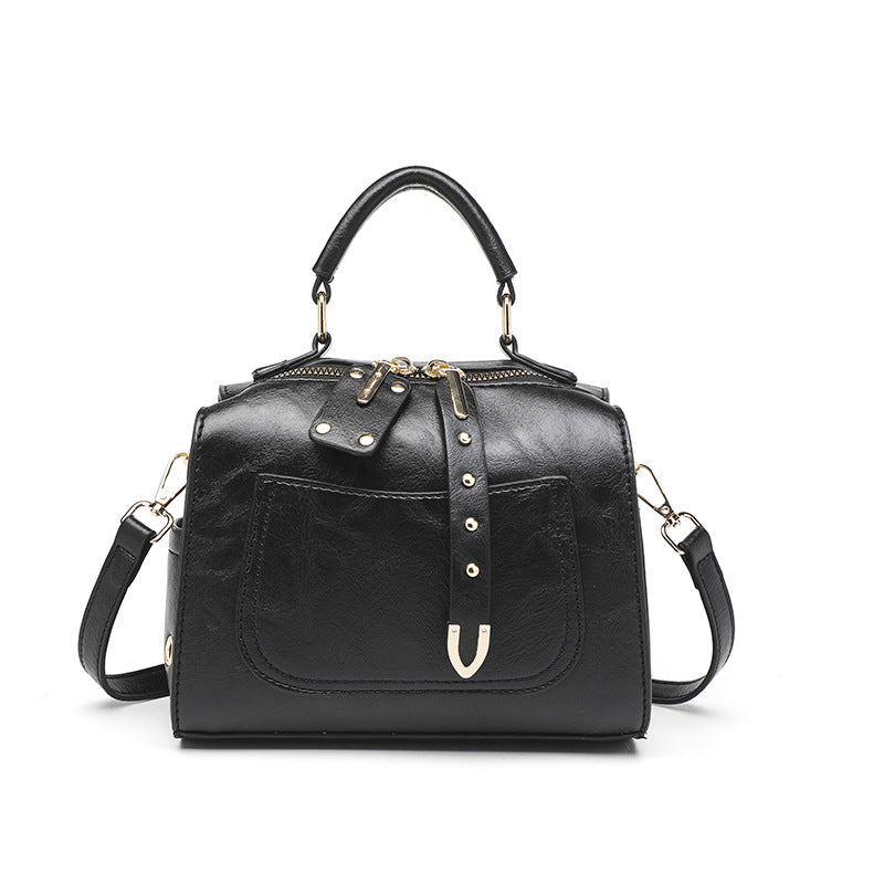 Bolso de un solo hombro de color sólido retro de moda para mujer