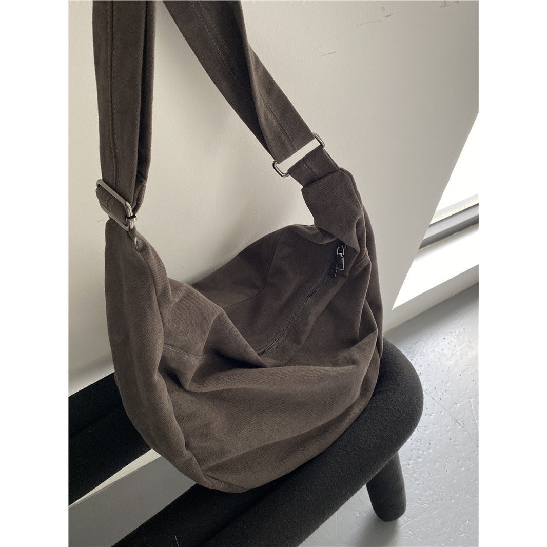 Retro Hong Kong Style Crossbody Tote Bag Large Capacity