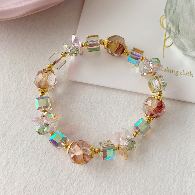 Bracelet en cristal de boule florale de verre de mode